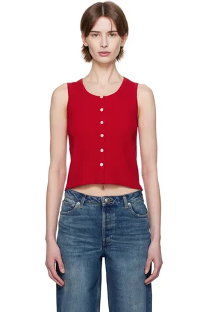 A.P.C. Red Buttoned Tank Top