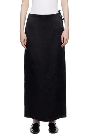Filippa K Black Crinkled Pencil Maxi Skirt