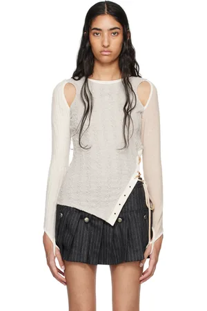 Andersson Bell Gray & Beige Braids Cutout Sweater