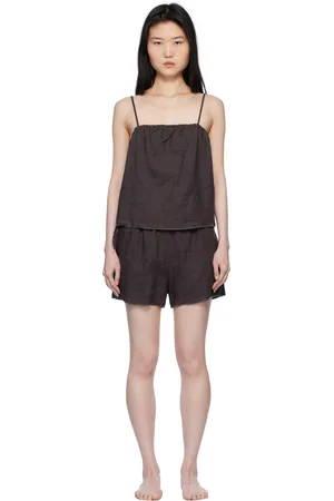 Deiji Studios Brown & Blue Babylock Linen Pyjama Set