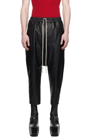 Rick Owens Black Cropped Leather Pants