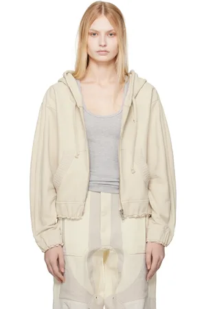 Moncler Moncler x Willow Smith Beige Zip-Up Eyelet Cotton Hoodie