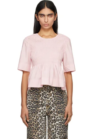 Ganni Pink Open Back Smock Blouse