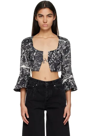 Ganni Black Crinkled Blouse