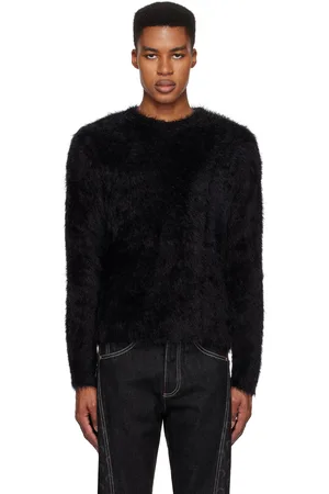 Marine Serre Black Wild Puffy Knit Crewneck Sweater