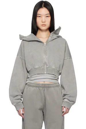 Entire Studios Gray Cropped Full Zip Hoodie