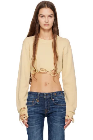 R13 Beige Destroyed Sweater