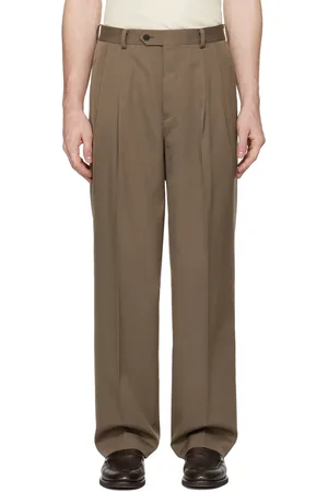Auralee Taupe Light Wool Max Gabardine Two-Tuck Trousers