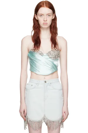 AREA Blue Draped Bustier