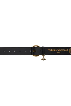 Vivienne Westwood Black New Wide Alex Charm Belt