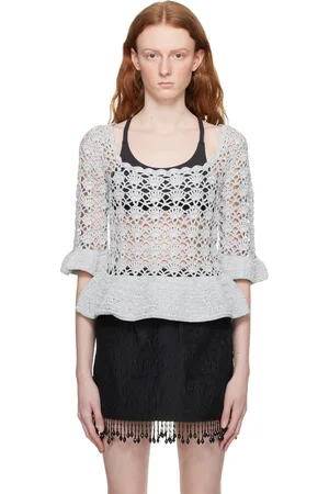 Ganni Silver Peplum Blouse