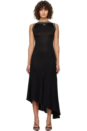 OFF-WHITE Black Ribbed Embellished Maxi Dress