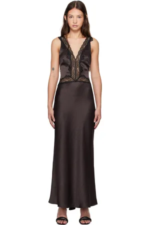 Bec & Bridge Brown Allegra Lace Trim Maxi Dress