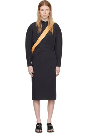 LEMAIRE Navy Wrap Midi Dress
