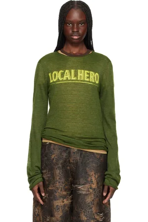 MARTINE ROSE Green Fine Intarsia Sweater