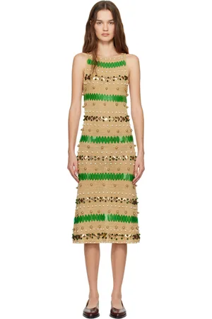 BODE Gold Calypso Midi Dress