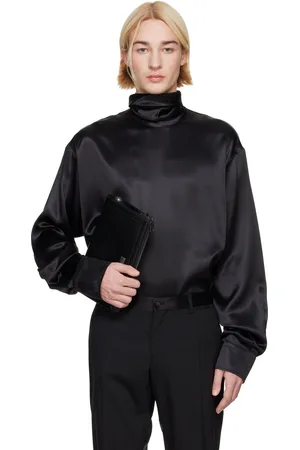 Dolce & Gabbana Black Loose Silk Turtleneck