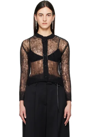 Simone Rocha Black Cropped Long Sleeve Cardigan