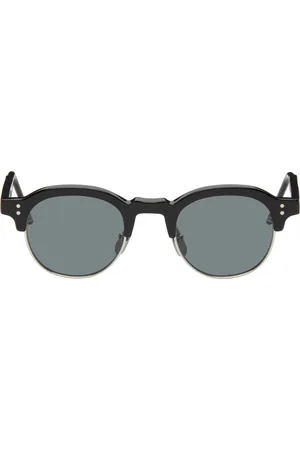 Thom Browne Black Acetate & Titanium Oval Sunglasses