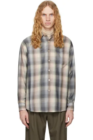Auralee Beige Super Light Wool Check Shirt