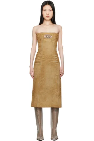 Diesel Brown De-Vildress-Fsf Denim Midi Dress