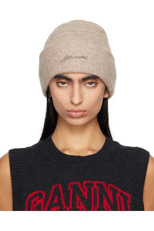 Ganni Taupe Soft Wool Beanie