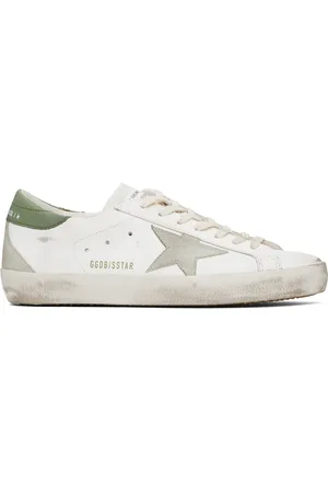 Golden Goose White & Green Super-Star Classic Sneakers