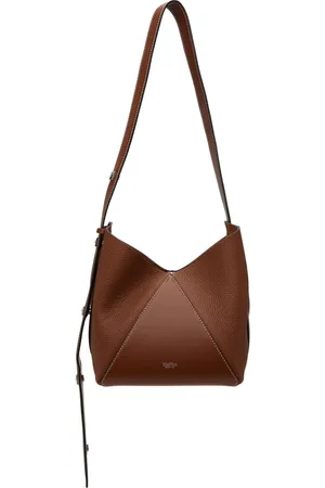 Max Mara Brown Small Deer Print Leather Bucket Bag