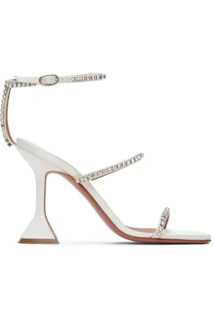 Amina Muaddi White Gilda Heeled Sandals