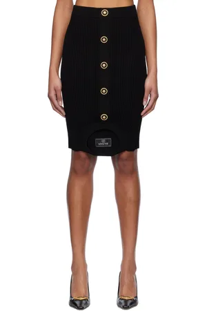 Balmain Black Optical Illusion Ribbed Knit Miniskirt