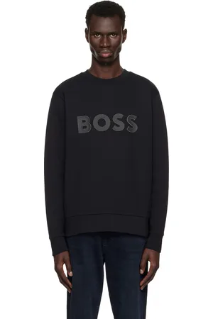 HUGO BOSS Black Stretch Cotton Sandwich Logo Sweatshirt