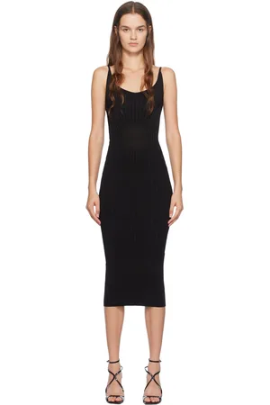 MUGLER Black Vampire Sculpting Midi Dress