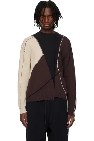 A-cold-wall* Black & Brown Overstitch Knit Sweater