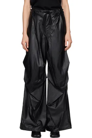 Maison Margiela Black Draped Faux-Leather Pants
