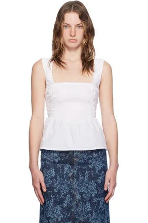 Ganni White Smock Strap Blouse