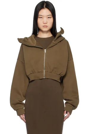Entire Studios Brown Cropped Full Zip Hoodie