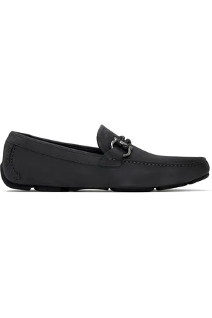 Salvatore Ferragamo Gray Gancini Driver Loafers