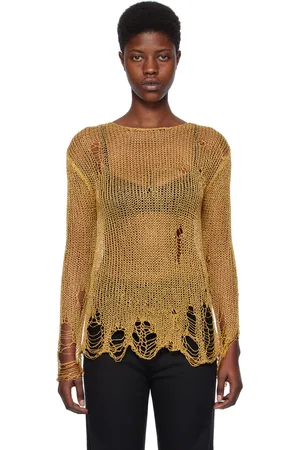 R13 Gold Distressed Sweater