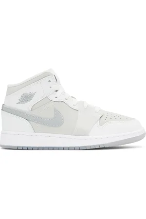 Nike Big Kids White & Gray Air Jordan 1 Mid SE Sneakers