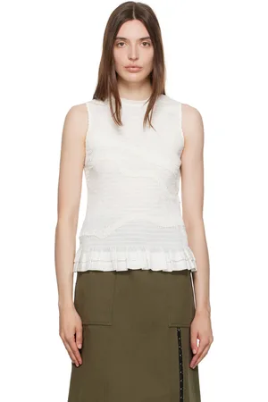 3.1 Phillip Lim White Smocked Tank Top