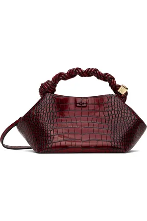 Ganni SSENSE Exclusive Burgundy Croc Patent Small Bou Bag