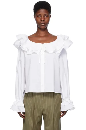 Msgm White Ruffle Blouse