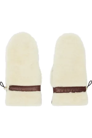 Chloé Beige & Brown Paneled Shearling Mittens