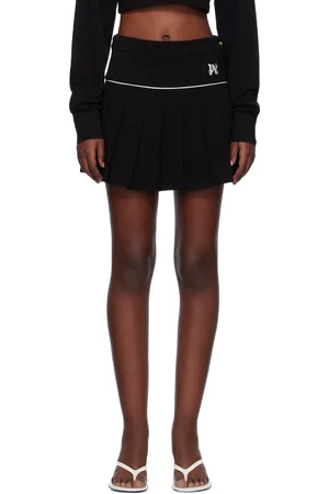 Palm Angels Black Monogram Pleated Miniskirt