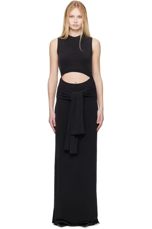 Balmain Black Knotted Cut Out Maxi Dress