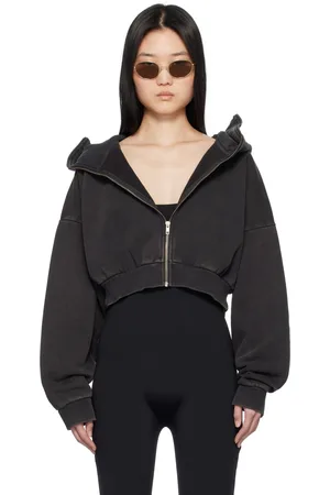 Entire Studios Black Cropped Full Zip Hoodie