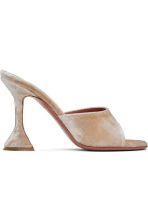 Amina Muaddi Beige Lupita Slipper Heeled Sandals