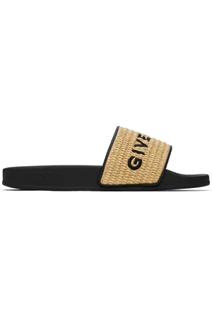 Givenchy Beige & Black Raffia Pool Slides