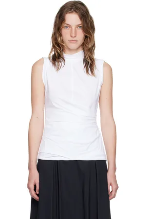 3.1 Phillip Lim White Draped Tank Top