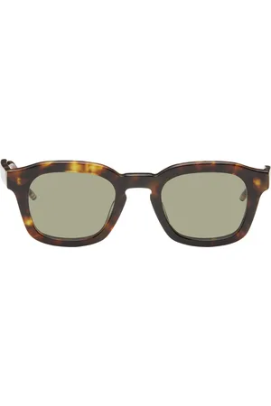 Thom Browne Brown Tortoise Acetate Rectangular Sunglasses